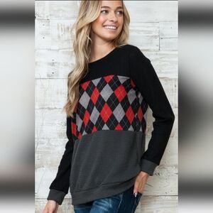 Acting Pro Waffle Knit Checkered Sweater